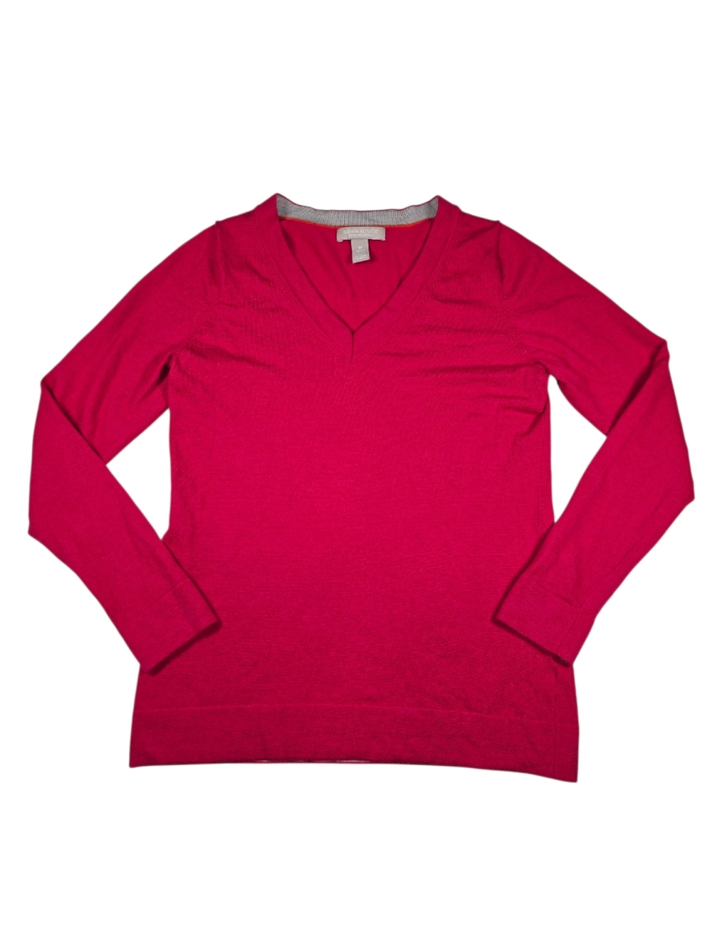 Banana Republic Womens Extra Fine Merino Wool Blend Pink/Magenta Sweater, Size M